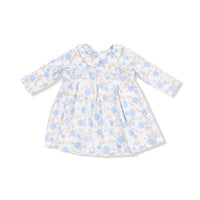 Baby Blue Floral - Long Sleeve Peter Pan Collar Dress and Bloomer