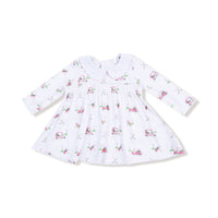 Baby Golf Carts - Pink - Long Sleeve Peter Pan Collar Dress and Bloomer