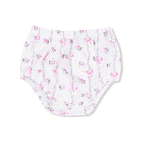 Dainty Buds and Bows Stripe - Long Sleeve Peter Pan Collar Dress with Smocking and Bloomer