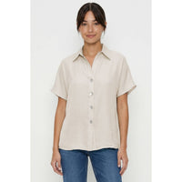 Minimalist Drop Shoulder Button Up Blouse