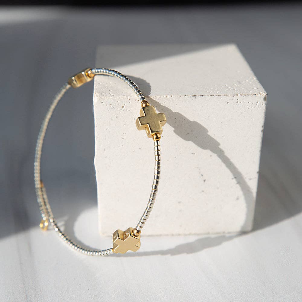 Faithful Cross Bangle-Silver, Cross Bracelet | Christian