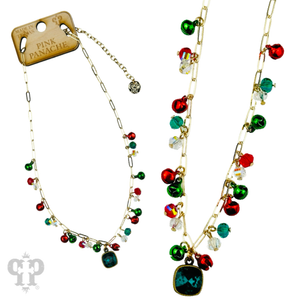 Christmas Bell Chain Link Pendant Necklace