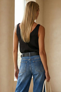 Lisa Classic V-neck Tank Top With Strap Accent