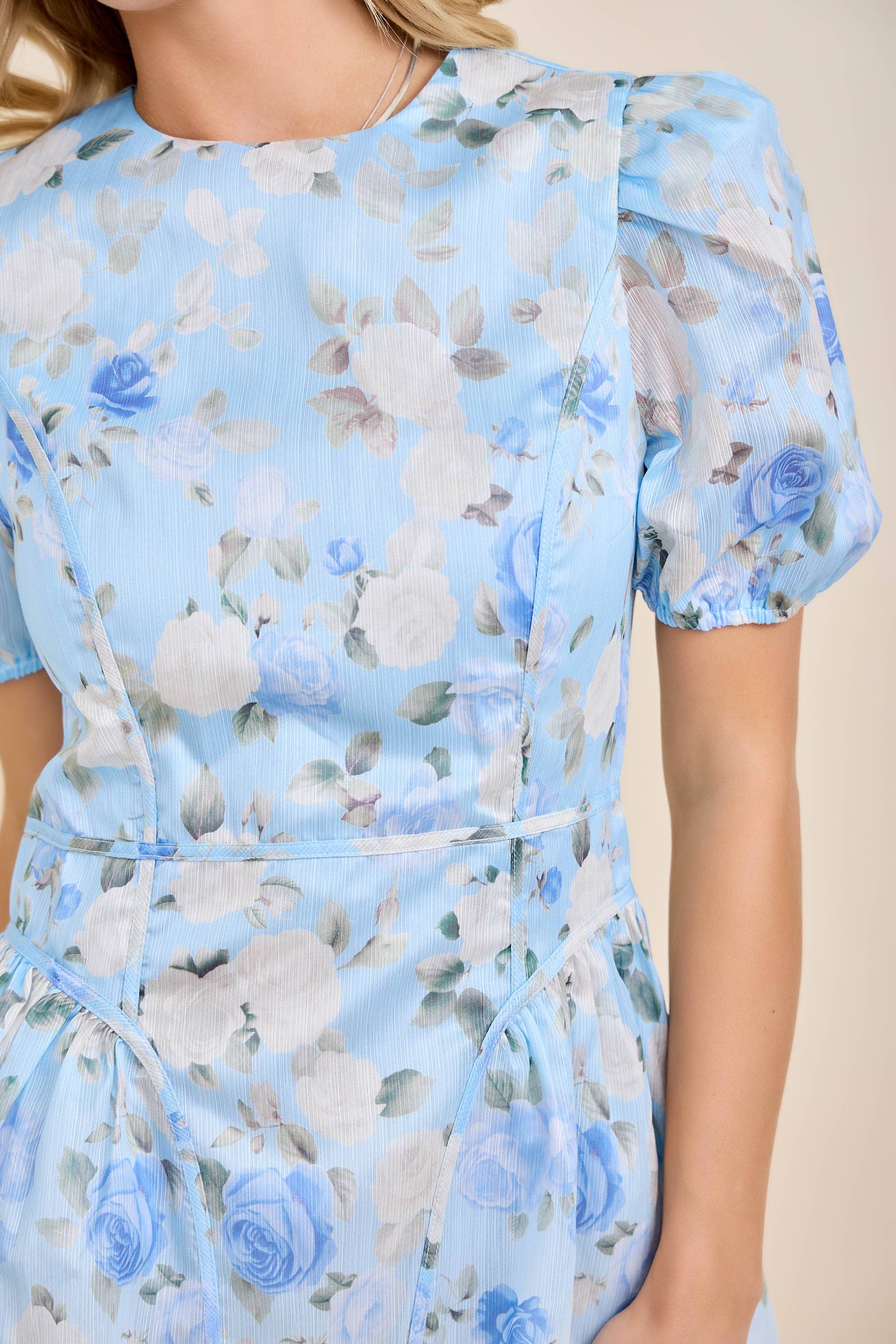 Audrey Floral Puff Sleeve Mini Dress