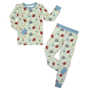 Football Game Day Boys Two-Piece Bamboo Long Sleeve Kids Pajama Pants Set