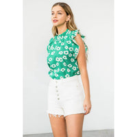 Margot - Flower Print Ruffle Sleeve Top