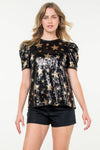 Short Sleeve Star Sequin Top