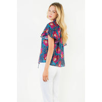 Sarah - Fluttered Floral Tie Front Top