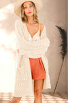 Frances-Patch Pocket Textured Crochet Knitted Cardigan