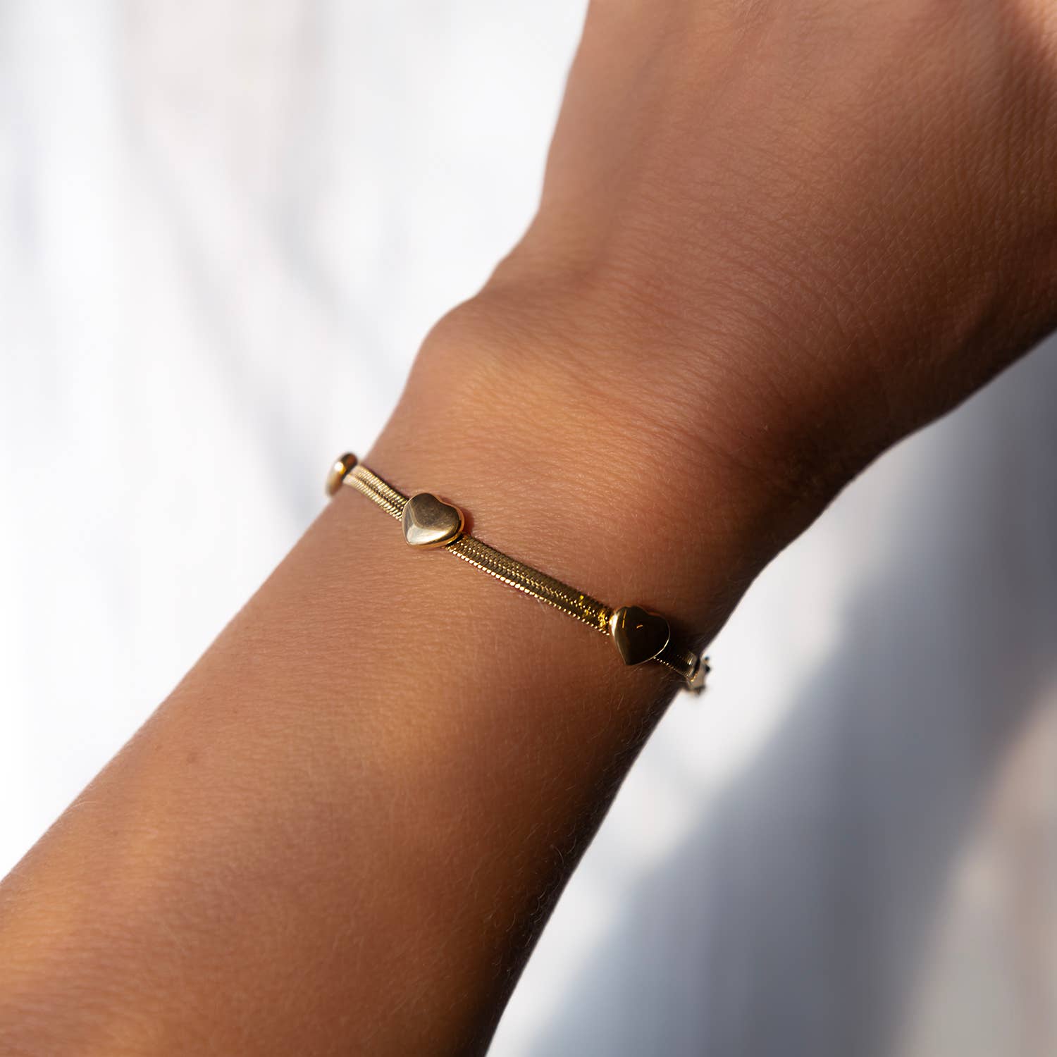 Gold Chain Bracelet - Herringbone Heart, Gilded Collection