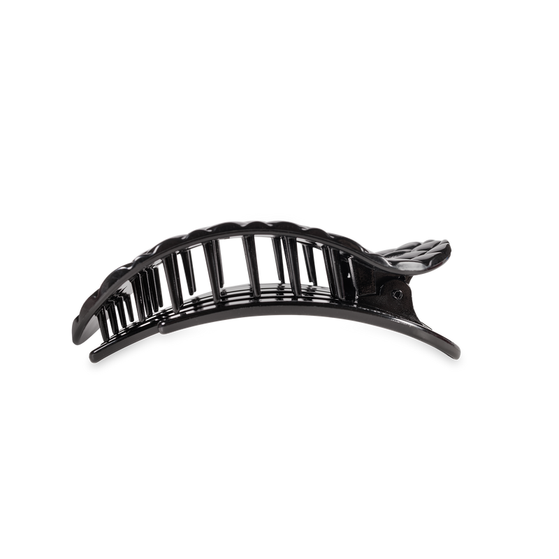 Flat Round Hair Clip | Medium | Jet Black Quilted