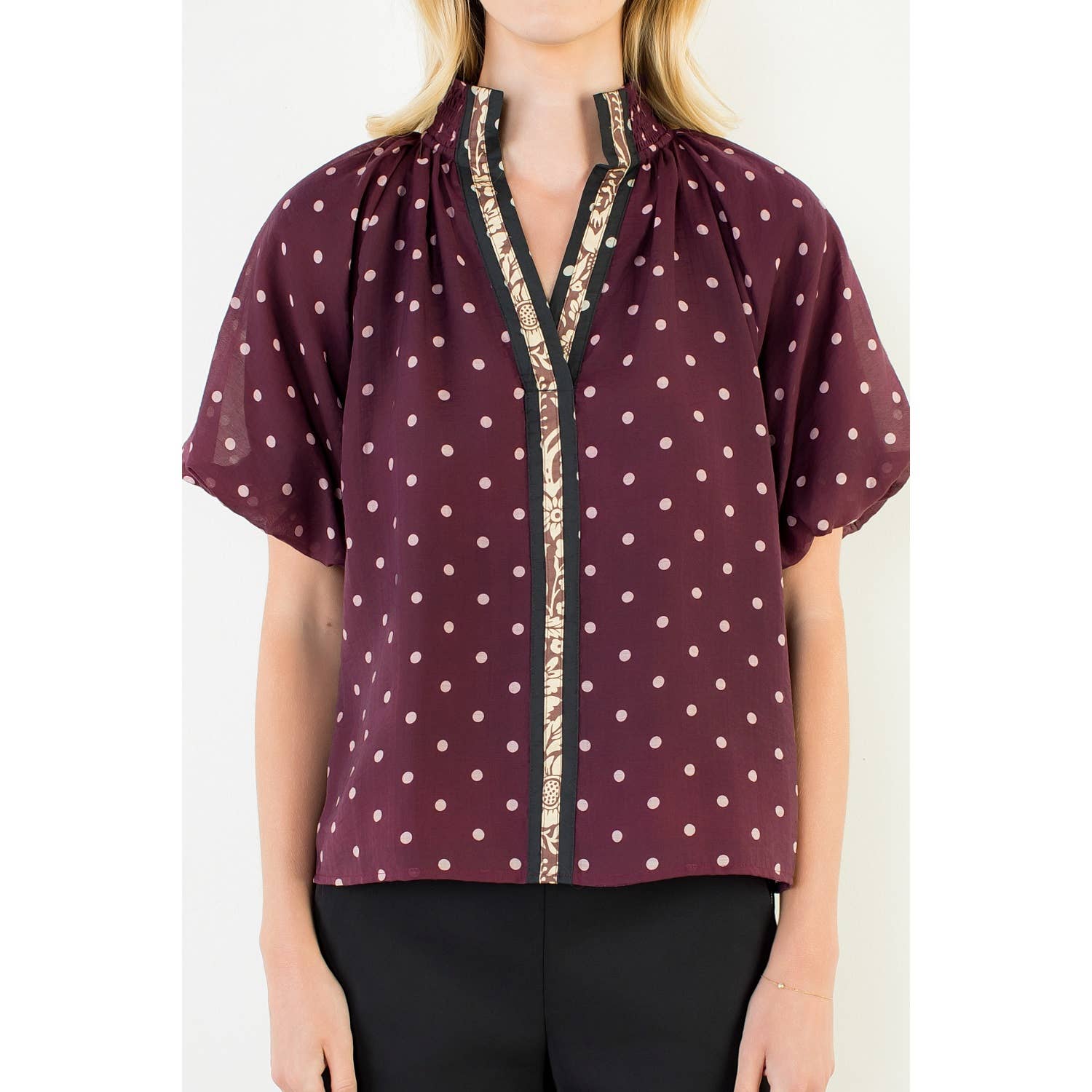 Melina - Polka Dot Puff Sleeve Top
