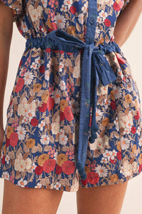 Brianna - Bubble Sleeve Floral Print Romper
