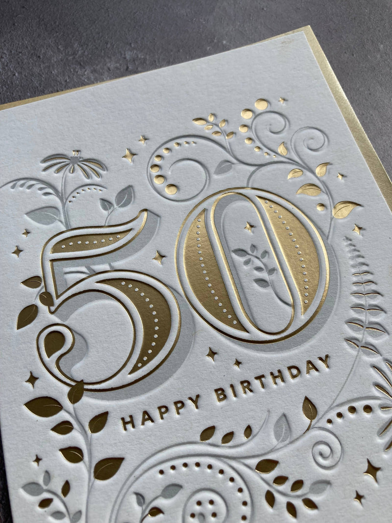 Age 50 Letterpress Style Card