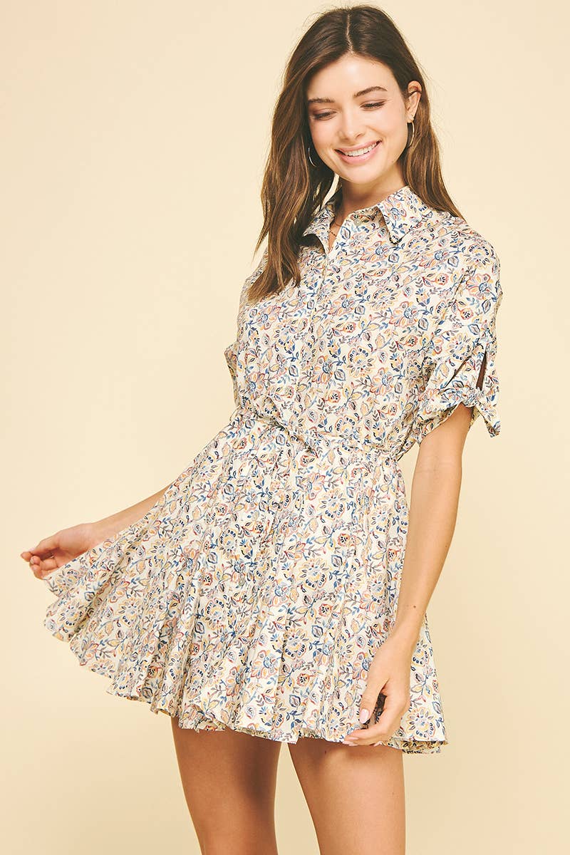 Karen - Floral Button Down Mini Dress