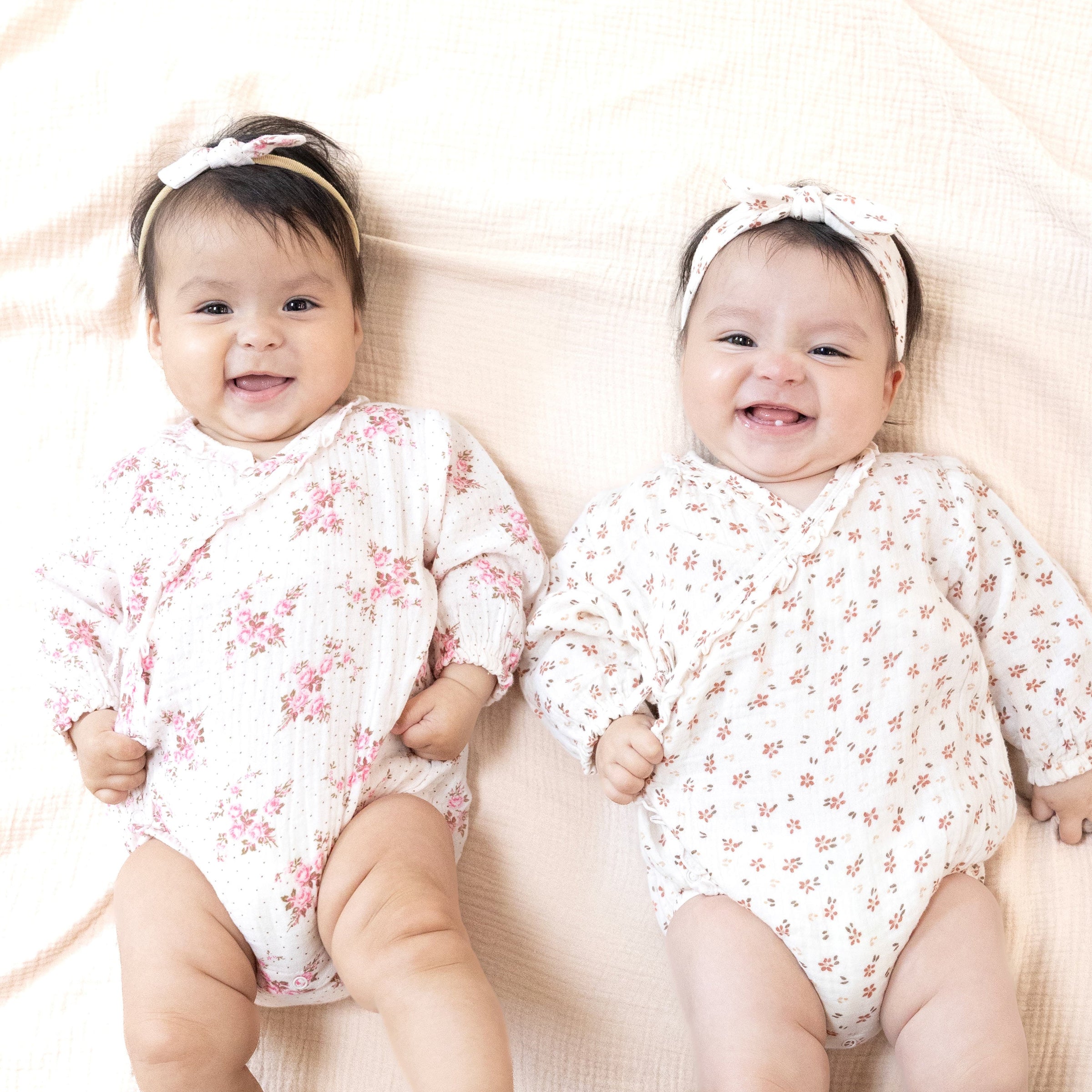 Belle Rosette Dot - Long Sleeve Kimono Bodysuit