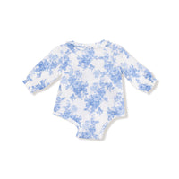Dream Cottage Floral - Long Sleeve Kimono Bodysuit with Ruffle + Elastic Cuff