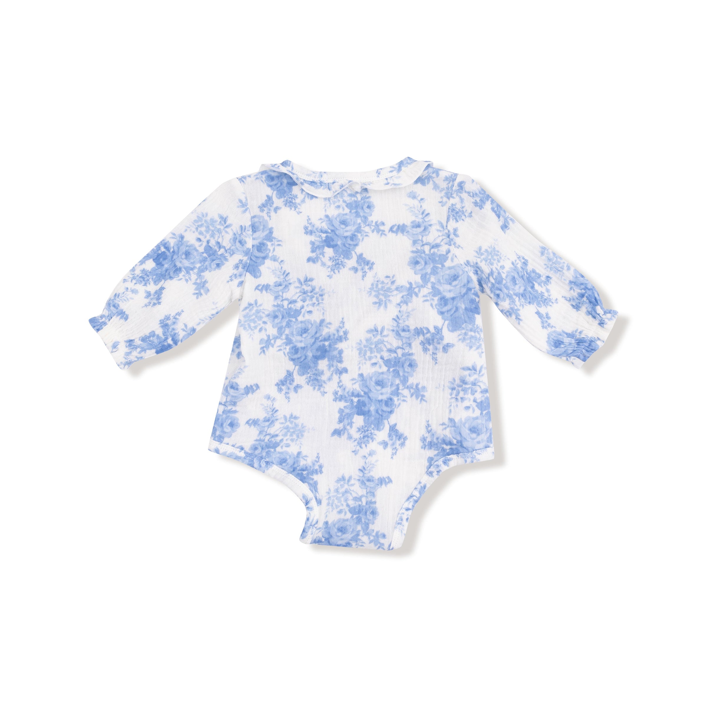 Dream Cottage Floral - Long Sleeve Kimono Bodysuit with Ruffle + Elastic Cuff