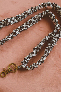 Black and White Checkered  Lanyard