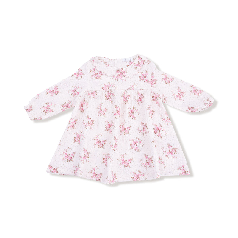 Belle Rosette Dot - Long Sleeve Petal Collar Dress + Legging