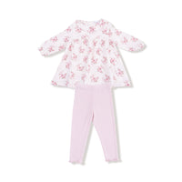 Belle Rosette Dot - Long Sleeve Petal Collar Dress + Legging