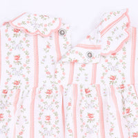 Marnie Rosebud Stripe - Long Sleeve Petal Collar Dress and Bloomer