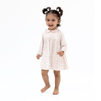 Marnie Rosebud Stripe - Long Sleeve Petal Collar Dress and Bloomer