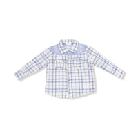Blue Plaid - Long Sleeve Western Pearl Snap Shirt
