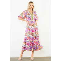 Meg - Puff Sleeve Pattern Tiered Dress