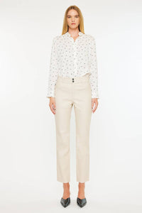 HIGH RISE SKINNY STRAIGHT CREAM PANTS