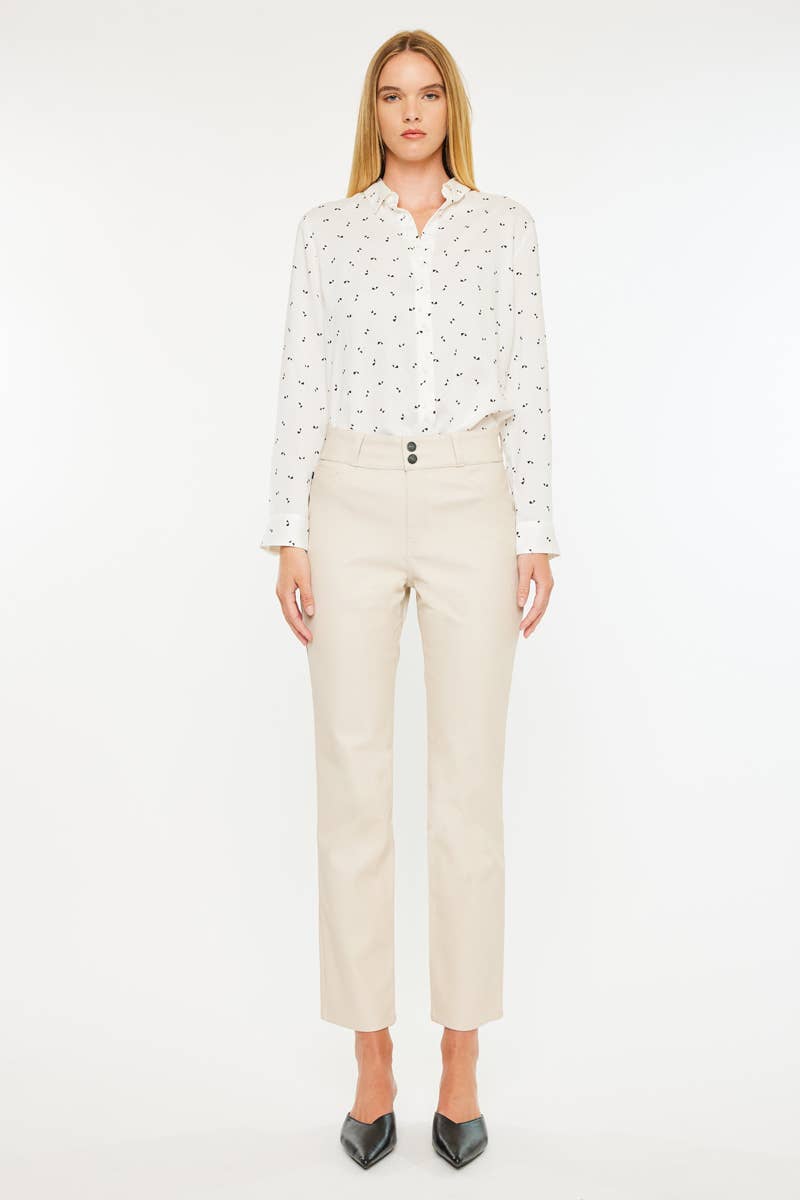HIGH RISE SKINNY STRAIGHT CREAM PANTS