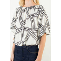 Tegan - Short Sleeve Pattern Flowy Top