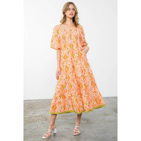 Hyacinth- Puff Sleeve Tierred Maxi Dress
