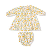 Winter Dandelions - Long Sleeve Ruffle Dress + Bloomer