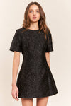 Black Short Sleeved Mini-Dress