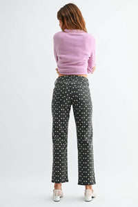 Bonnie - Black Polka Dot Vintage High Rise Straight Jeans