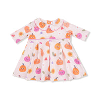 Autumn Pumpkins - Pink - Box Pleat Dress with Legging Set