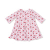 Rose Bow Lattice - Box Pleat Dress with 3/4 Sleeve + Peter Pan Collar & Diaper Cover