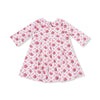 Rose Bow Lattice - Box Pleat Dress with 3/4 Sleeve + Peter Pan Collar & Diaper Cover