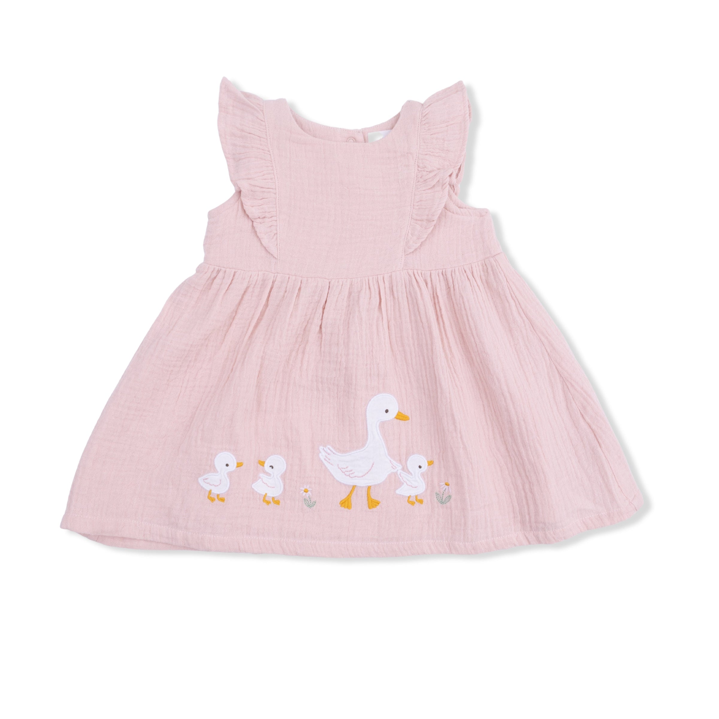Lotus Flower Ducklings - Ruffle Sleeve Dress and Bloomer with Sunhat