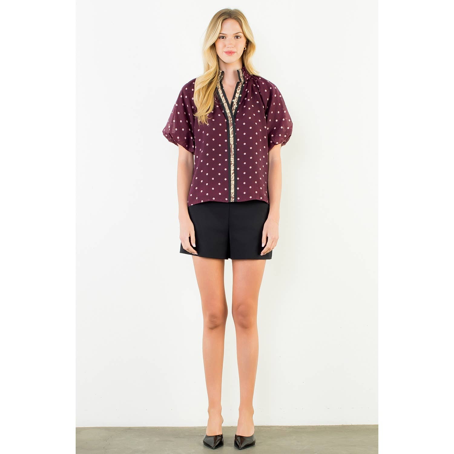 Melina - Polka Dot Puff Sleeve Top