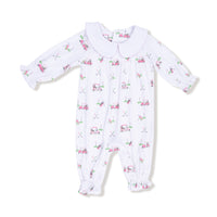 Baby Golf Carts - Pink - Smocked Long Sleeve Romper with Peter Pan Collar