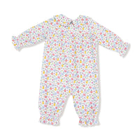 Fall Fruit Floral - Smocked Long Sleeve Romper with Peter Pan Collar