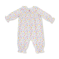 Fall Fruit Floral - Smocked Long Sleeve Romper with Peter Pan Collar