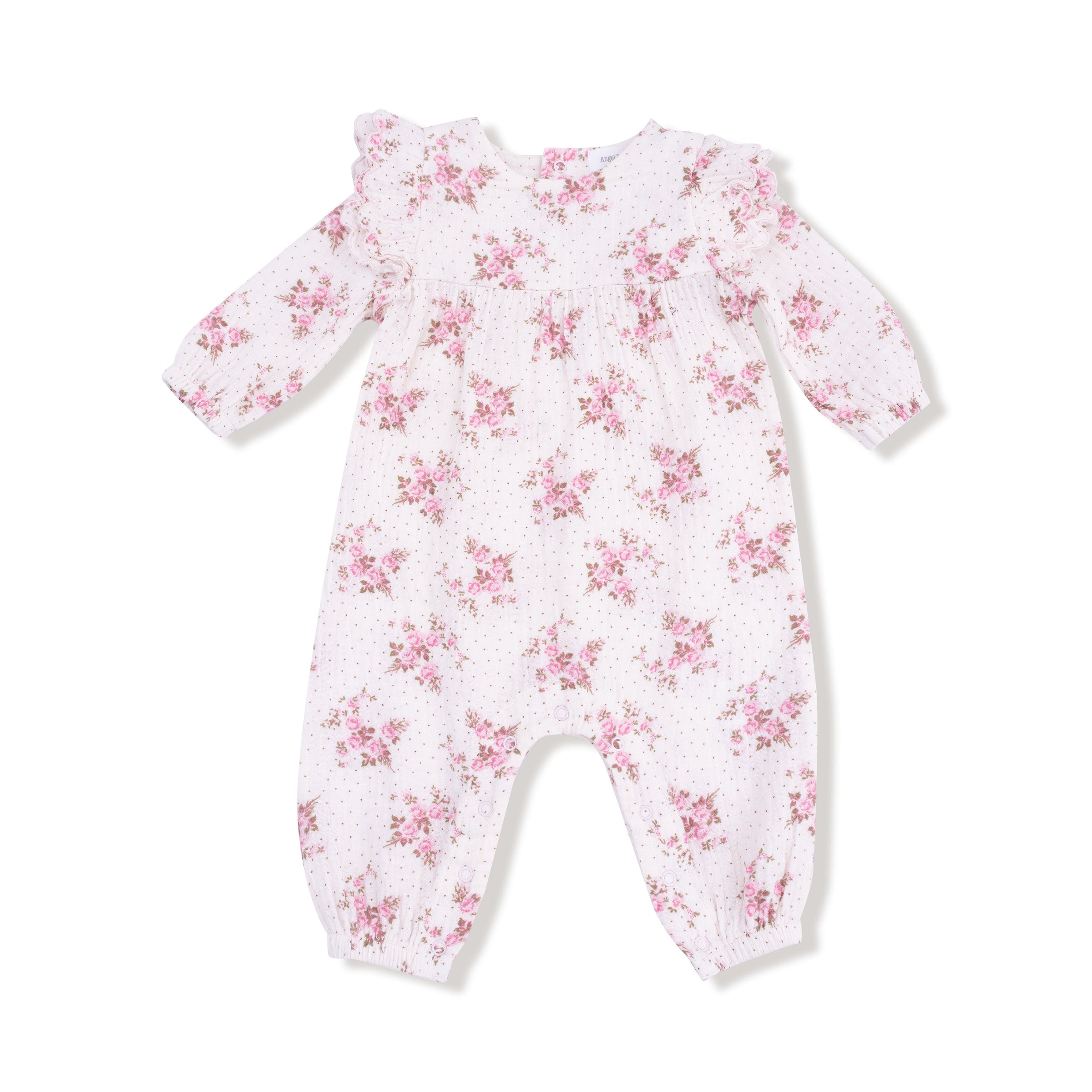 Belle Rosette Dot - Long Sleeve Petal Ruffle Romper