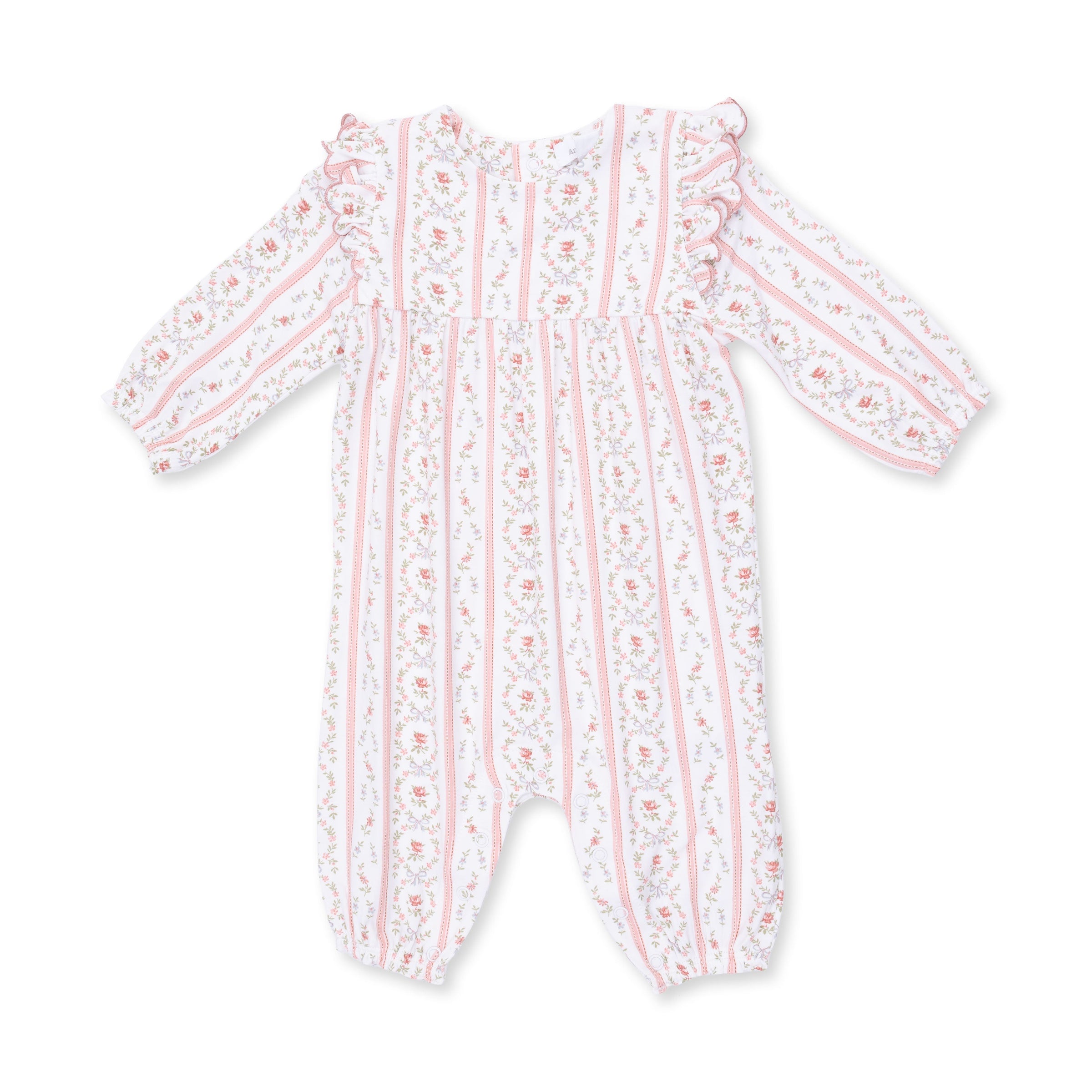 Marnie Rosebud Stripe - Long Sleeve Petal Ruffle Romper