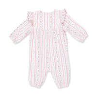 Marnie Rosebud Stripe - Long Sleeve Petal Ruffle Romper