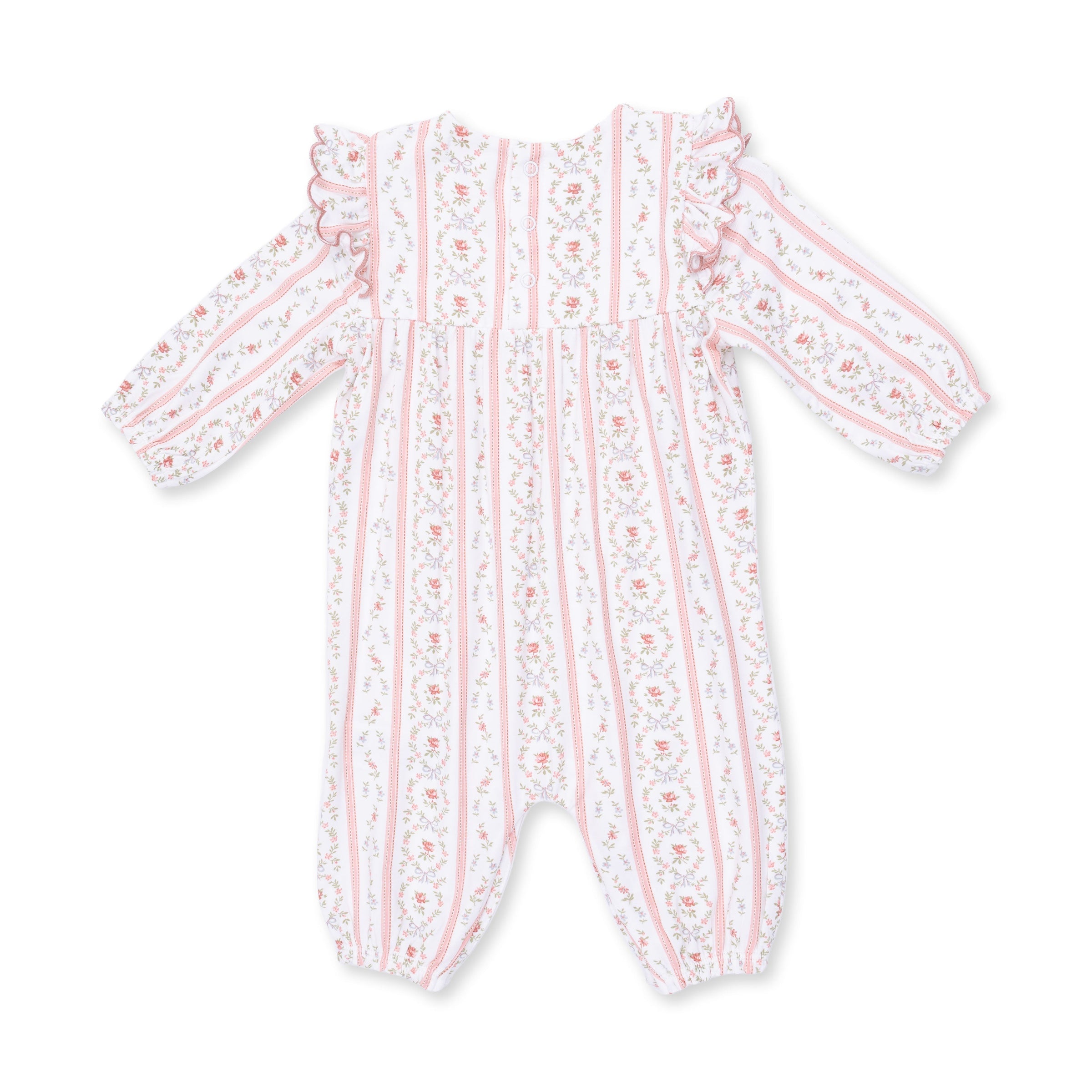 Marnie Rosebud Stripe - Long Sleeve Petal Ruffle Romper