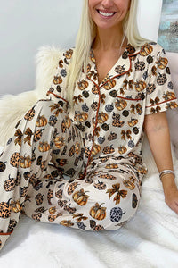 Kimberly - Leopard Pumpkin Halloween Pajama Set
