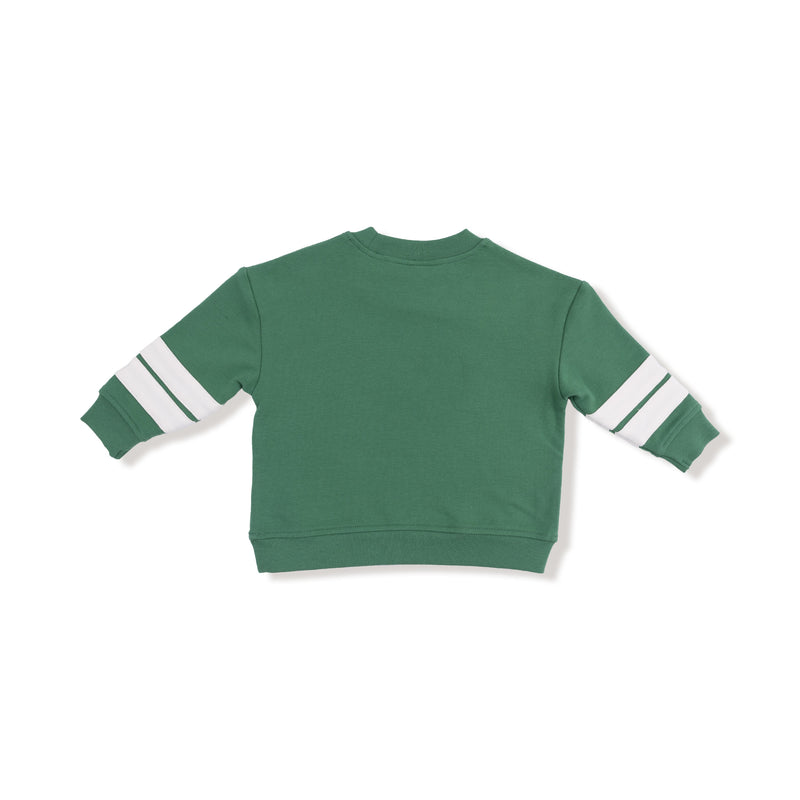 Varsity - Green - Cozy Drop Sleeve Sweatshirt with Varsity Stripes